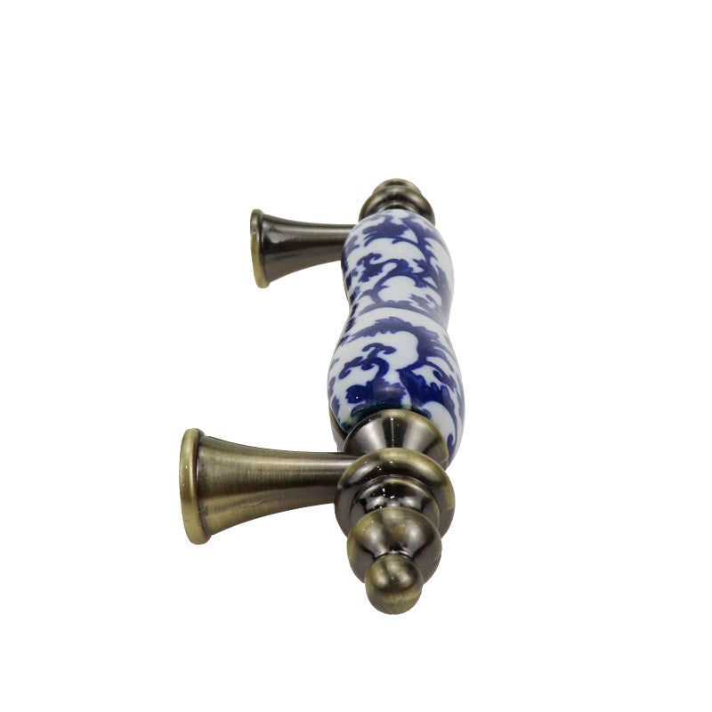 Mcredy Cabinet Pulls Ceramic Door Knobs Painted Cabinet Drawer Wardrobe Pull Handles Blue and White Porcelain Pattern with Screws T Pull Handles Pack of 4 - Image 5
